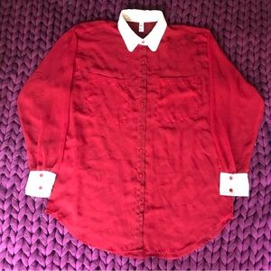 American Apparel sheer chiffon button up blouse with tiny dot details